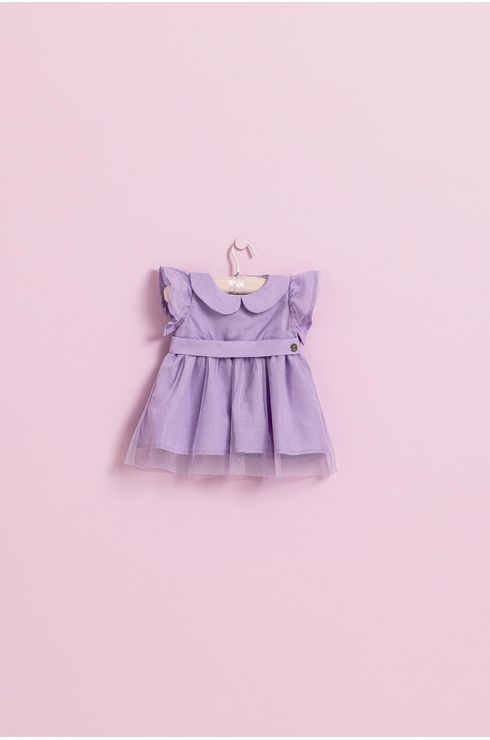 Vestido Festa Glitter Com Gola Boneca