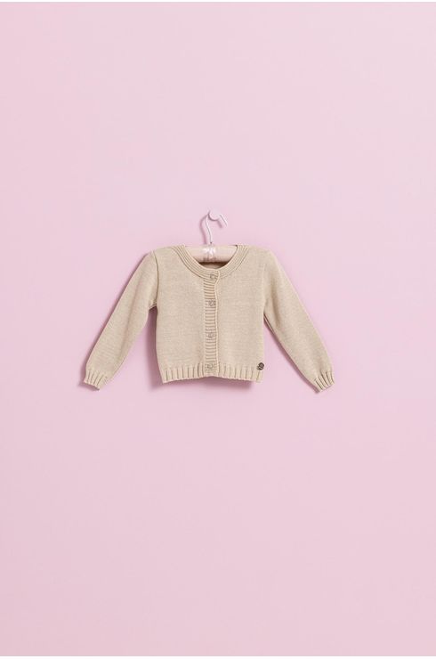 Cardigan Com Botão Liso Tricô
