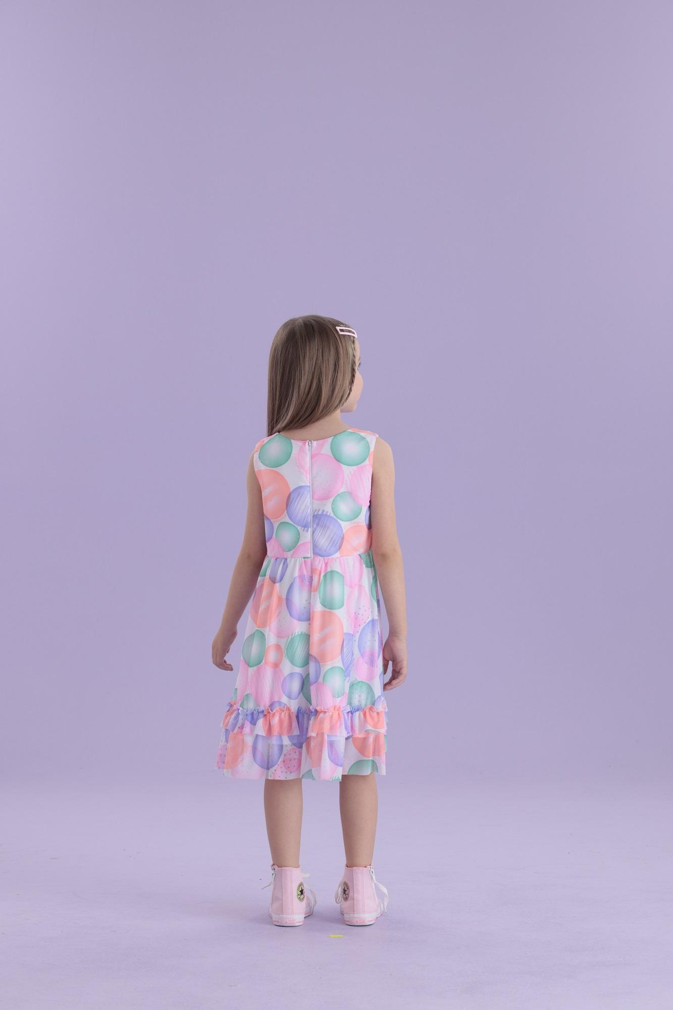 Vestido-Manga-Curta-Em-Tule-Com-Babado-Na-Saia