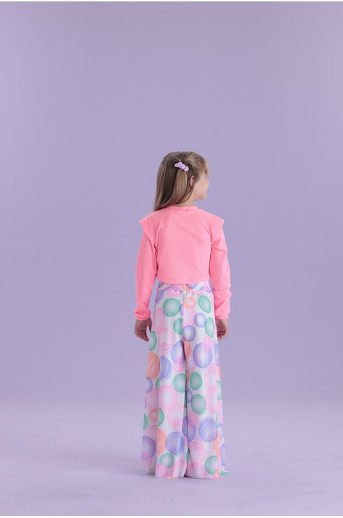 Calça Tule E Canelado Modelo Fluido