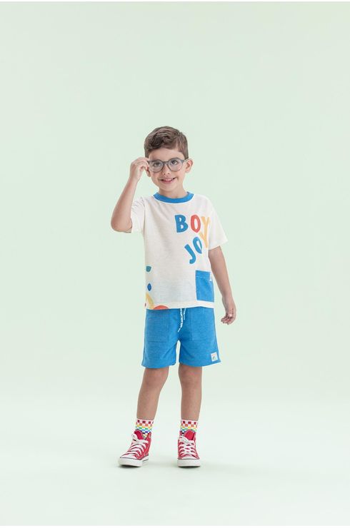 Blusa Manga Curta Com Estampa E Bolsinho