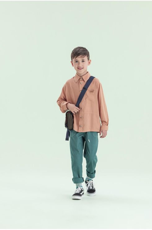 Camisa Manga Longa Com Pala E Bolso Frontal