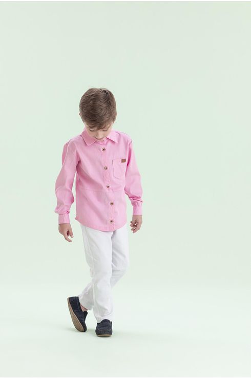 Camisa Manga Longa Com Bolsinho Frontal