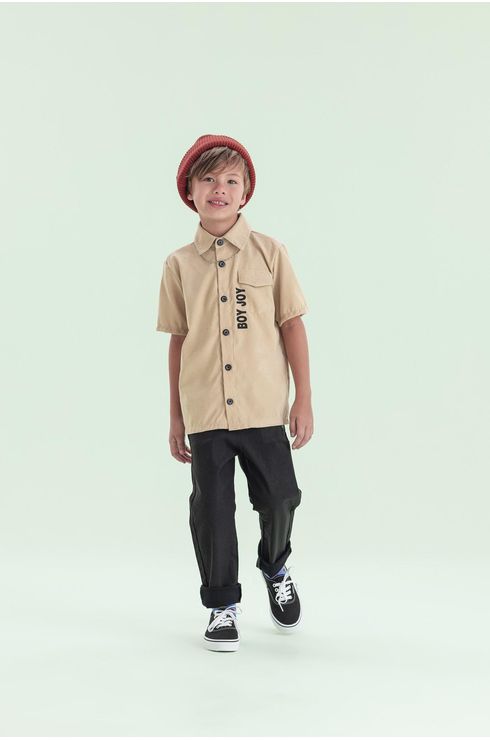 Camisa Manga Curta Com Bolso E Estampa