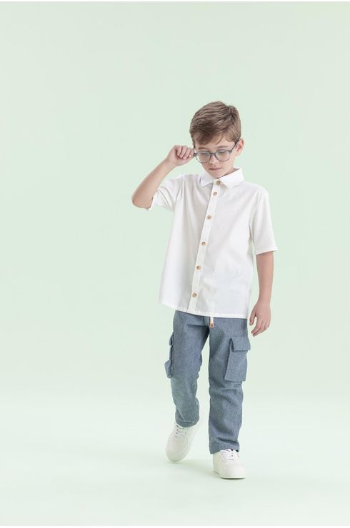 Calça Com Bolsos Laterais E Cordão Na Cintura