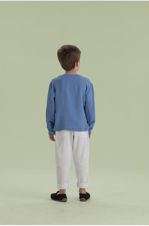 Camisa Manga Longa Tipo Bata Com Amarração No Decote
