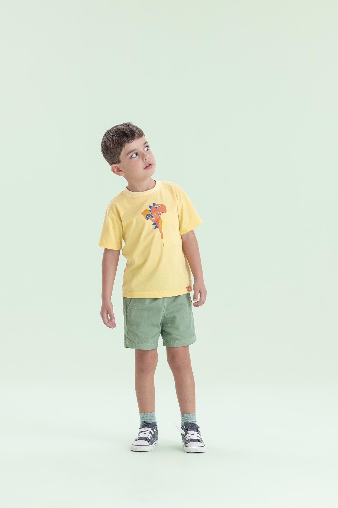 Camiseta-Manga-Curta-Com-Estampa-Dinossauro-E-Bolsinho