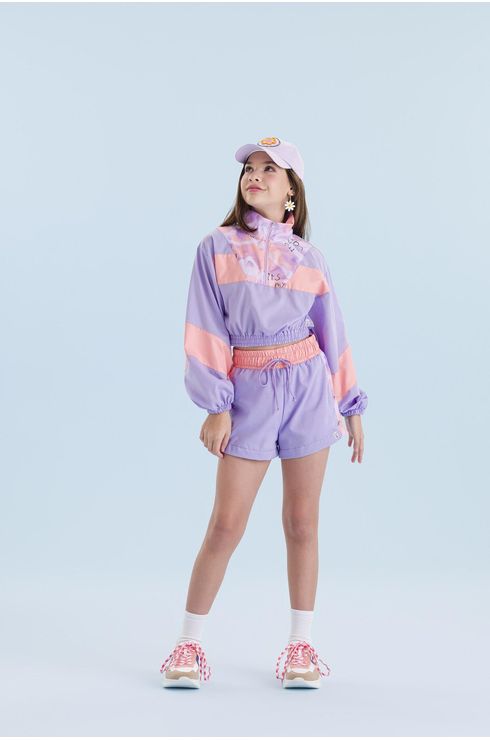 Short Estampado Com Recortes Laterais E Cós De Elástico