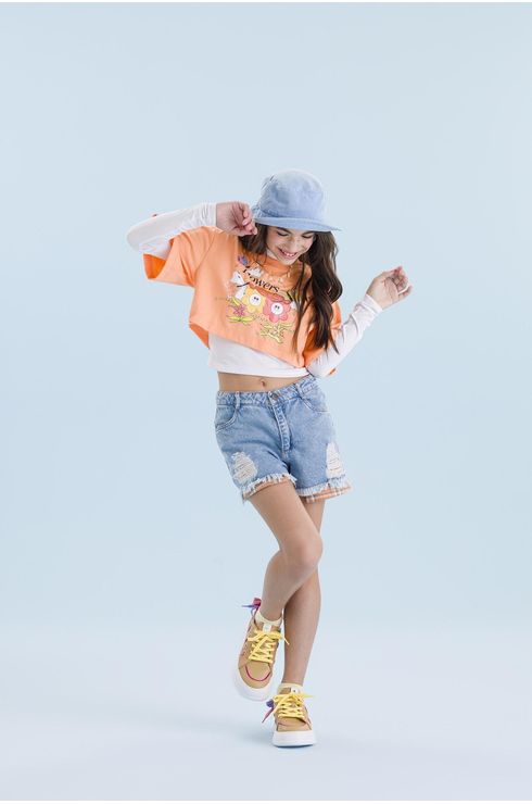 Blusa Manga Longa Com Blusa Sobreposta