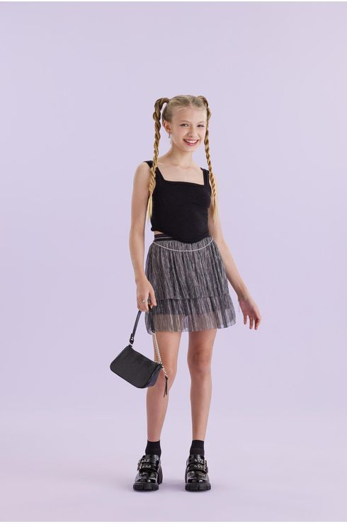 Saia Em Tule Lurex Com Camadas