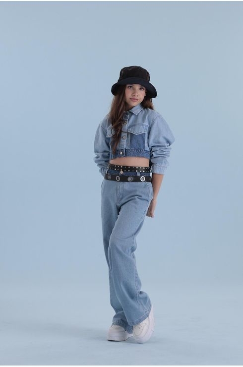 Jaqueta Jeans Cropped Com Cores