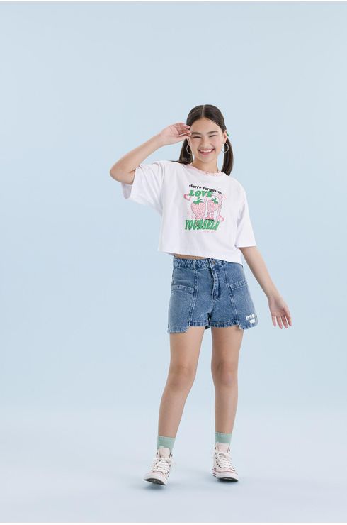 Blusa Manga Curta Com Silk
