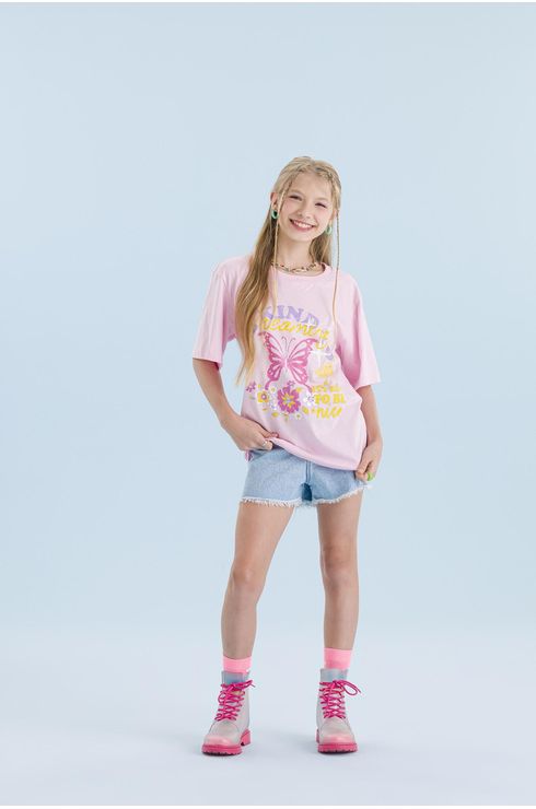 Blusa Manga Curta Com Silk