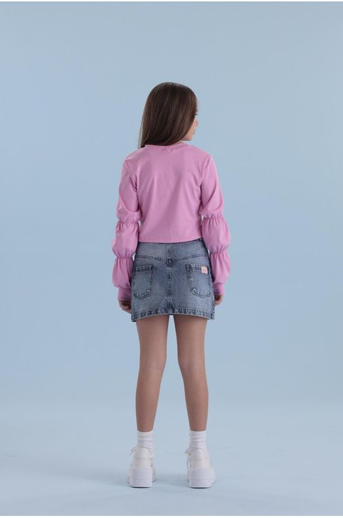 Saia Jeans Com Aplicação De Strass