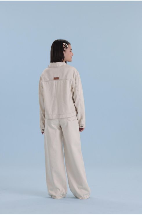 Calça Em Sarja Pt Com Detalhes De Costura