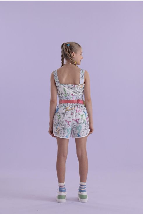 Short Estampado Com Bolsos Laterais E Cós De Elástico