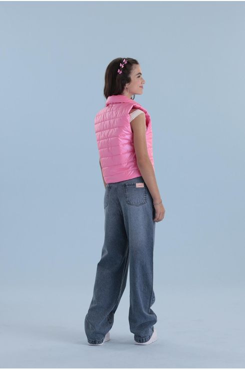 Colete Cropped Em Matelasse Com Abertura Em Ziper