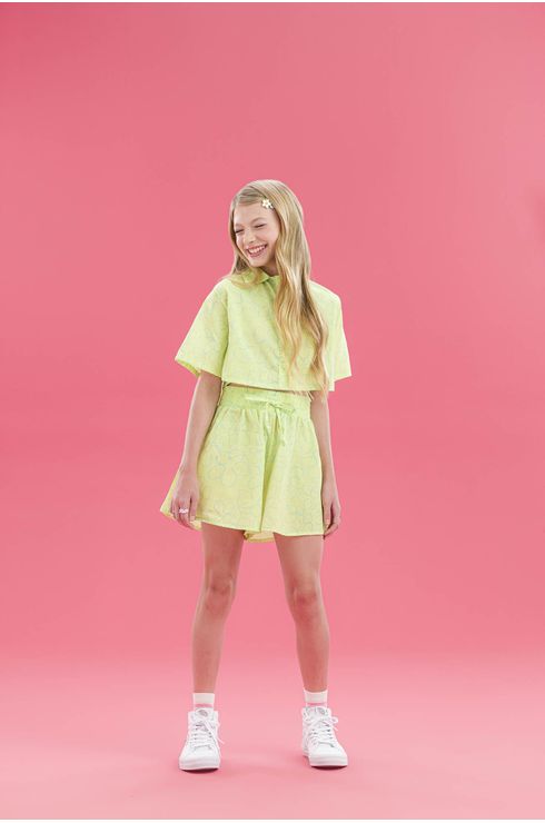 Short Estampado Com Cós Largo
