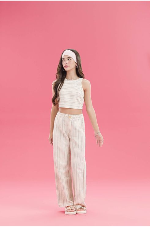 Calça Wide Leg Listrada