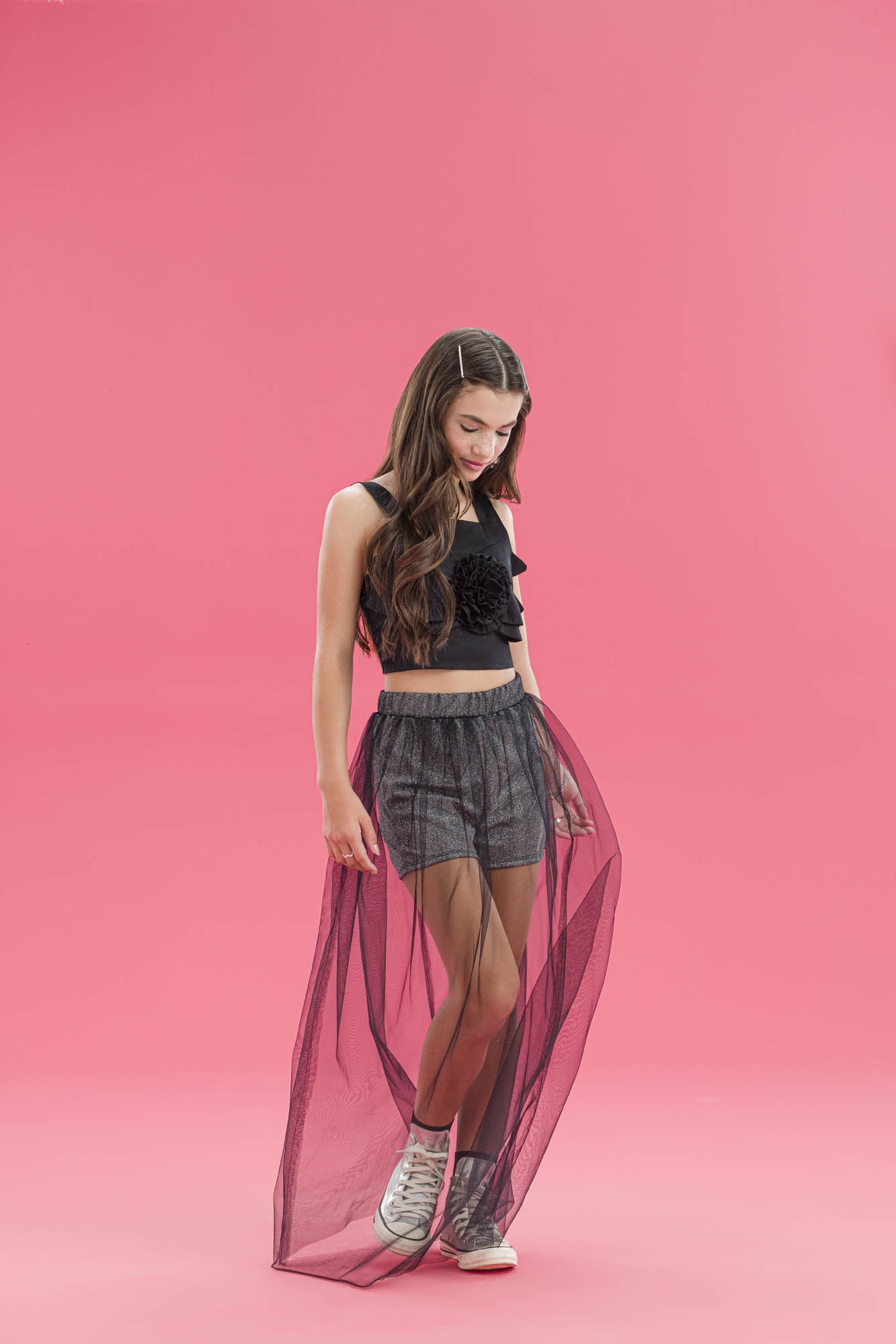 Short-Glitter-Com-Saia-Em-Tule