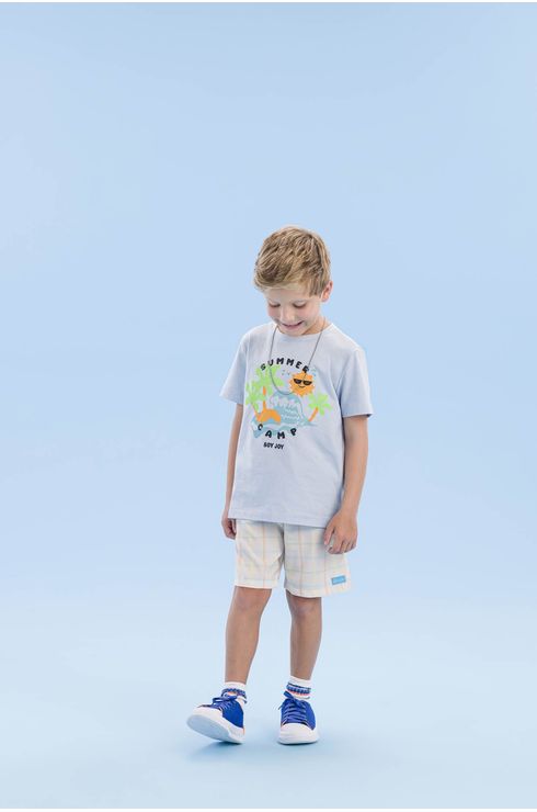 Camiseta Meia Malha Com Estampa Frontal