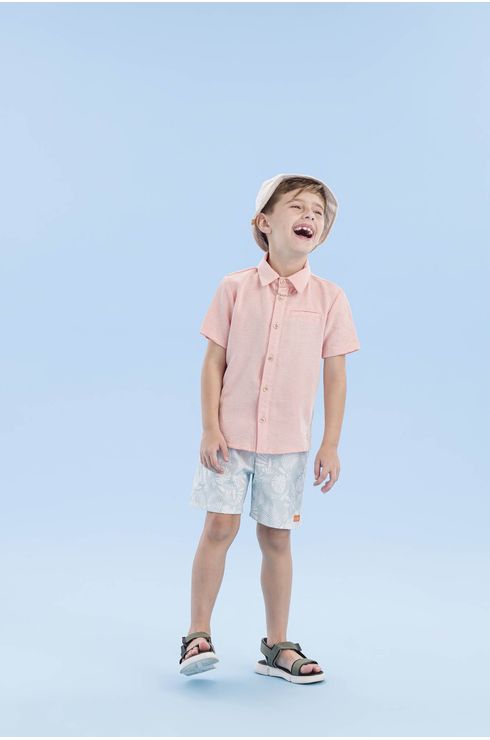 Camisa Lisa Com Gola De Camisa E Fenda Lateral