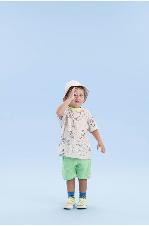 Camiseta Raglã Estampada Com Detalhe Neon