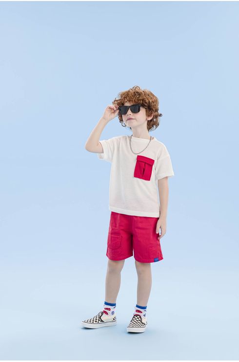 Camiseta Em Piquet Com Bolso Frontal