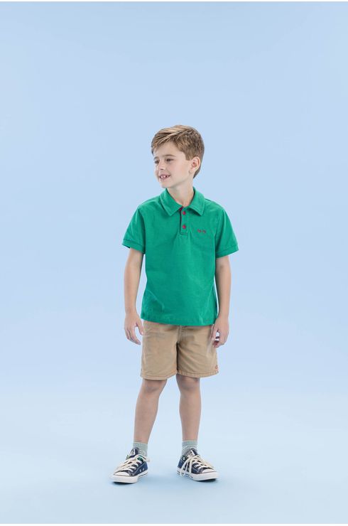Camiseta Gola Polo Com Bordado Frontal