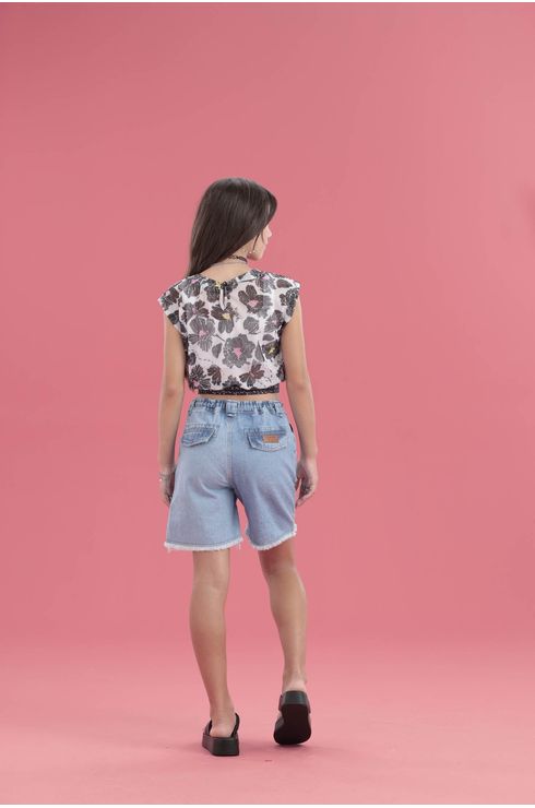 Bermuda Jorts Com Cós De Elastico E Barra Desfiada