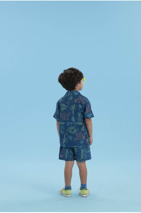 Bermuda Estampada Com Cós De Elástico