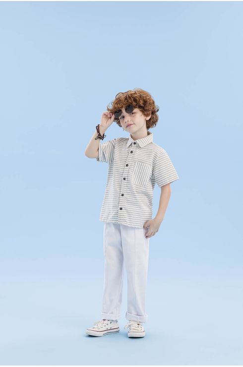 Camisa De Linho Listrada
