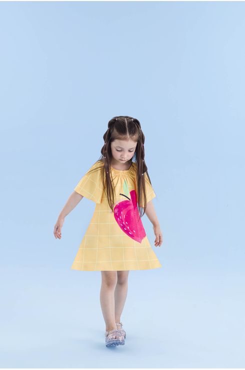 Vestido Fluído Estampado Manga Raglam