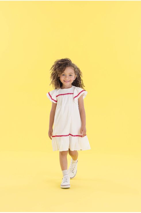 Vestido Em Tricoline Com Detalhes Em Renda