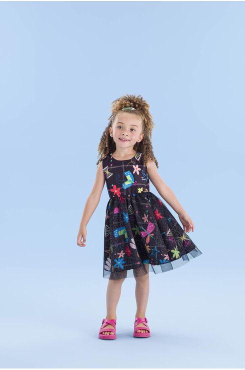Vestido De Festa Preto Com Tule Brilho