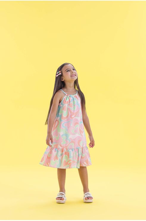 Vestido Estampado Fluido Com Túnel Para Amarração