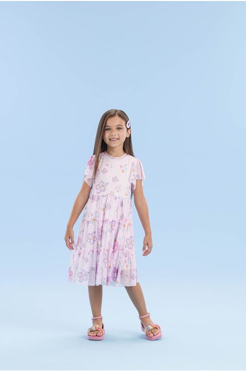 Vestido De Tule Estampado