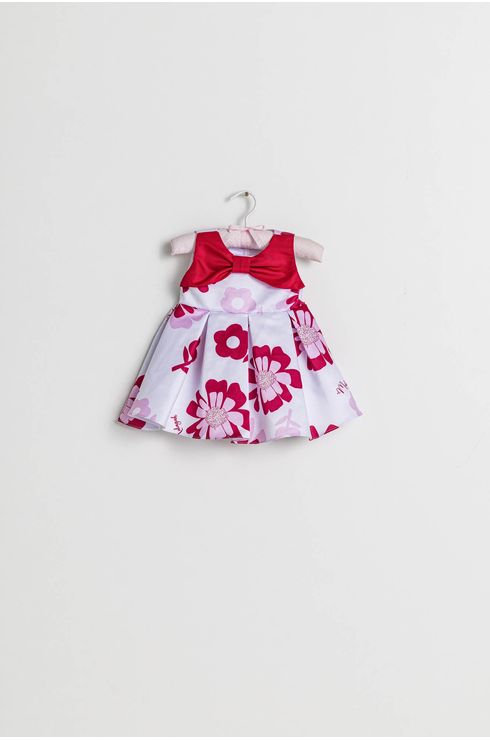Vestido Festa Estampado Com Laço Frontal