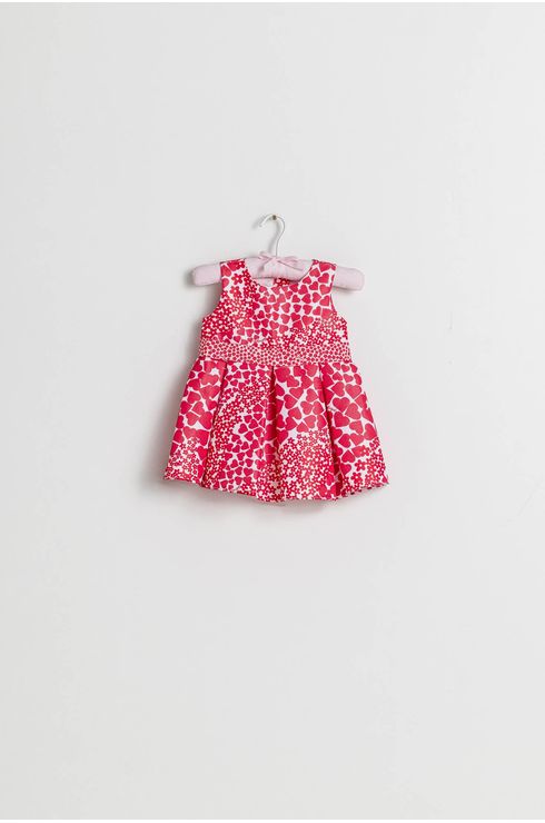 Vestido Estampado Com Cinto Liso