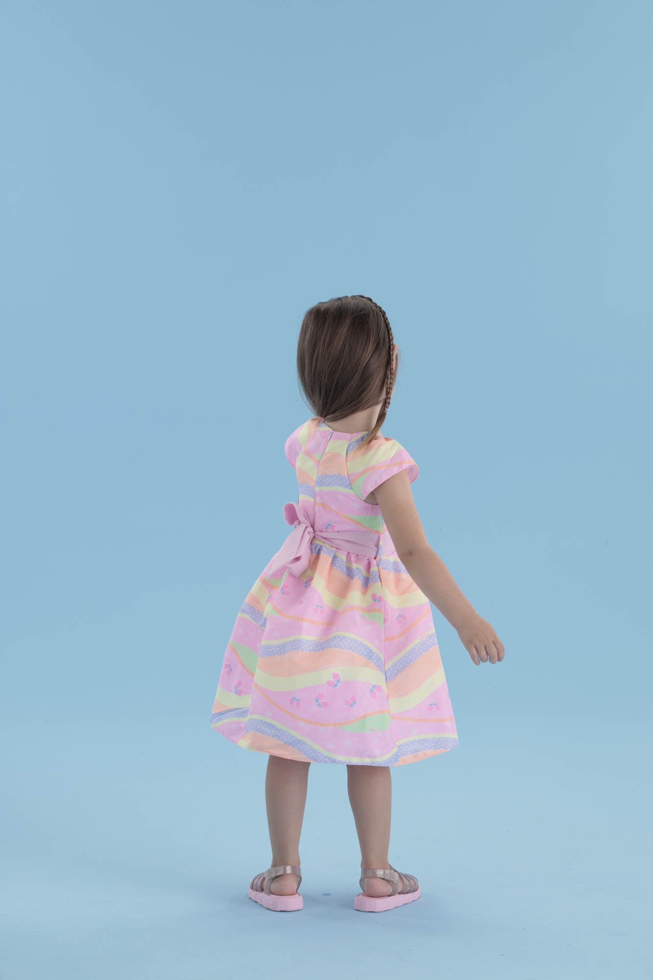 Vestido-Festa-Com-Babadinho-Na-Manga-E-Cinto-Liso