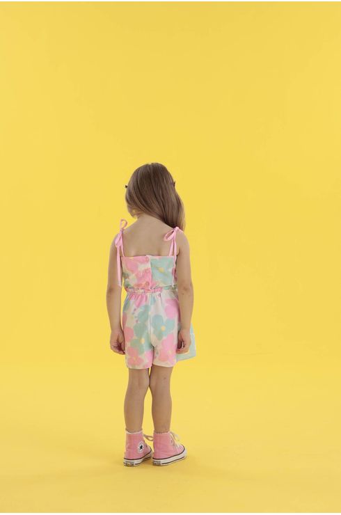 Macaquinho Estampado Rosa Fluor