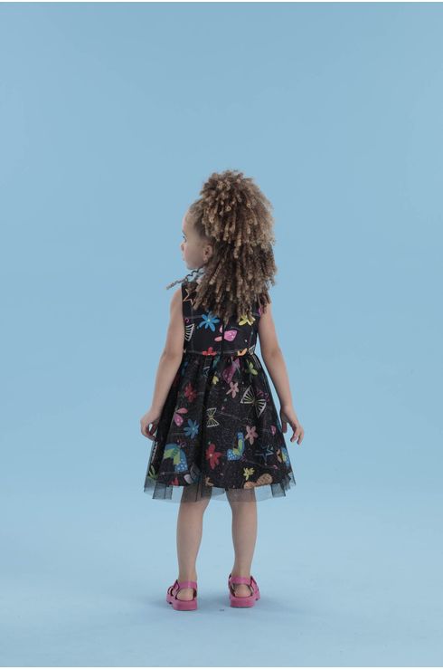 Vestido De Festa Preto Com Tule Brilho