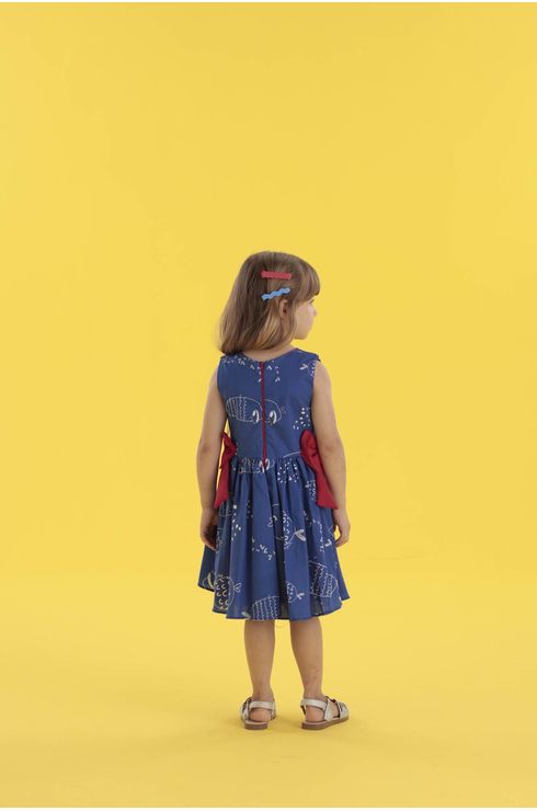 Vestido Festa Em Tricoline Com Laços Laterais