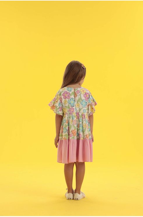 Vestido Soltinho Em Tricoline Com Barrado Franzido