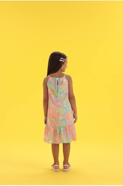 Vestido Estampado Fluido Com Túnel Para Amarração