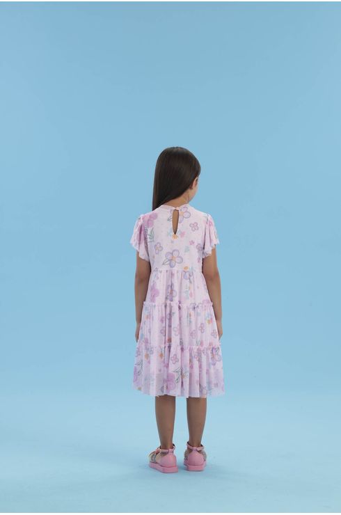 Vestido De Tule Estampado