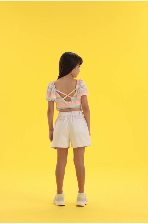 Conjunto Short Com Lencinho E Blusa Cropped