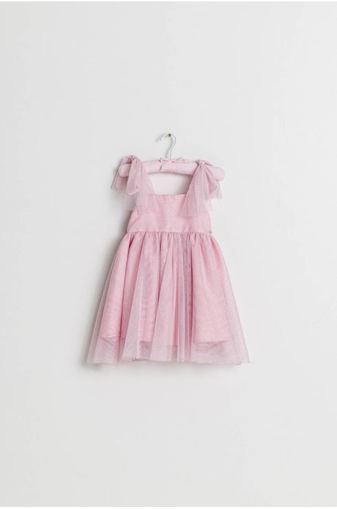 Vestido De Festa Com Sobreposição De Tule Glitter