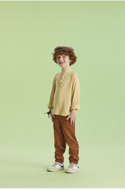 Camisa Manga Longa Com Gola Padre
