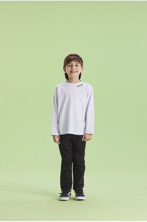 Camiseta Manga Longa Com Detalhe Na Gola
